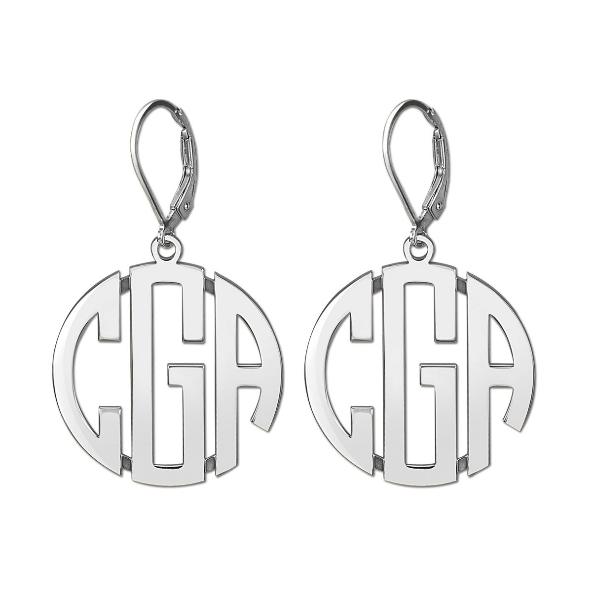 25MM LEVER BACK MONOGRAM EARRING