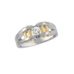 GENTS TWO TONE SOLITAIRE RING