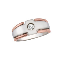 GENT'S TWO TONE SOLITAIRE RING