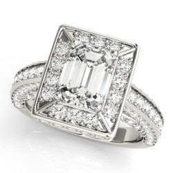 HALO ENGAGEMENT RING FOR EMERALD CUT