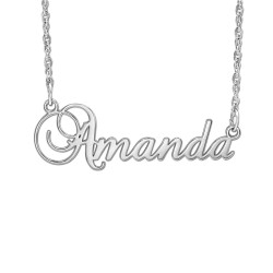 14K W Hi Polish Name Pers Necklace